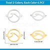 12Pcs 2 Colors 201 Stainless Steel Connector Charms STAS-UN0036-95-5