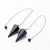 Natural Dyed & Heated Black Agate Hexagonal Pointed Dowsing Pendulums G-D847-02-1