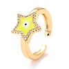 Star with Evil Eye Cubic Zirconia Cuff Ring for Women RJEW-C004-23-RS-4