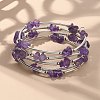 Natural  Amethyst Chip Warp Bracelets BJEW-JB01517-02-5