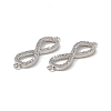 Brass Micro Pave Clear Cubic Zirconia Connector Charms KK-E068-VB385-3