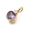 Brass Pave Cubic Zirconia Charms KK-Q097-03E-G-2