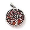 Natural Carnelian(Dyed & Heated) Tree of Life with Owl Pendants G-L524-15AS-11-1