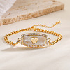 Brass Micro Pave Cubic Zirconia Link Bracelets PW-WG51589-01-2