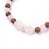 Natural Rose Quartz Stretch Bracelets BJEW-JB03747-04-2