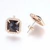 Brass Micro Pave Cubic Zirconia Stud Earring Findings ZIRC-G116-29-B01-2