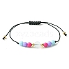 2Pcs 2 Style Natural Black Agate & Synthetic Moonstone & Acrylic Round Braided Bead Bracelets Set BJEW-JB09443-3