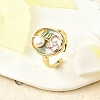 Brass Enamel Cuff Rings RJEW-K291-03G-02-1