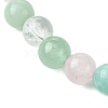 Natural Amazonite & Rose Quartz & Quartz Crystal & Green Aventurine Round Beaded Stretch Bracelets BJEW-JB10910-10-3