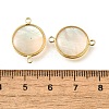 Brass Pave Natural White Shell Connector Charms KK-E794-01G-01-3