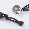 Natural Sodalite and Lava Rock Wrap Bracelet BJEW-JB03612-01-4