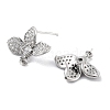 Flower Rhodium Plated 925 Sterling Silver Micro Pave Cubic Zirconia Stud Earring Findings EJEW-B038-18P-2