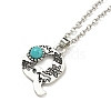 Letter A~Z Antique Silver Plated Alloy with Synthetic Turquoise Pendant Necklaces NJEW-G080-01Q-2