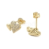 Brass Micro Pave Clear Cubic Zirconia Heart Stud Earrings for Women EJEW-A110-09G-2