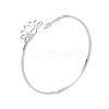 Non-Tarnish Hollow Out Lotus 304 Stainless Steel Open Cuff Bangles for Women BJEW-G701-01P-1