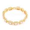 Square Brass Micro Pave Clear Cubic Zirconia and Glass Link Chain Bracelets BJEW-T025-04G-03-2