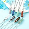 14Pcs 14 Style Chakra Natural & Synthetic Gemstone Pointed Pendants G-LS0001-76-7