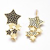 Brass Micro Pave Black Cubic Zirconia Star Stud Earrings ZIRC-I049-24G-02-2