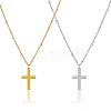 FIBLOOM 2Pcs 2 Colors 304 Stainless Steel Cross Pendant Necklace with Satellite Chains NJEW-FI0001-48-9
