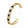 Brass Micro Pave Clear Cubic Zirconia Cuff Bangles BJEW-N302-006A-NF-2