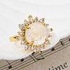 Sunflower Natural Quartz Crystal Finger Rings RJEW-B113-03G-07-3