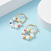 Natural Pearl Beaded Dangle Hoop Earrings EJEW-TA00040-2