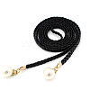 Imitation Leather Braided Belly Belt with Plastic Imitation Pearl Round Bead WG11EBA-03-3