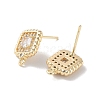 Brass Micro Pave Cubic Zirconia Stud Earring Findings KK-E107-21G-2