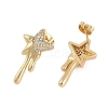 Brass Clear Cubic Zirconia Stud Earrings for Women EJEW-D280-03G-02-2