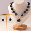 Plastic Imitation Pearl Round Beaded Pendant Necklaces & Dangle Earrings Sets for Women WGE733F-02-1