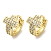 Brass Pave Clear Cubic Zirconia Huggie Hoop Earrings for Women EJEW-C097-12G-05-1