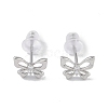 Anti-Tarnish Rhodium Plated Hollow Butterfly 999 Sterling Silver Stud Earrings for Women EJEW-S215-24P-2