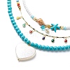 3Pcs 3Pcs Shell Pearl & Acrylic Heart & Enamel Pendant Necklaces Set NJEW-JN04038-4