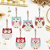 6Pcs DIY Diamond Painting Owl Keychain Kits PW-WG37898-01-2