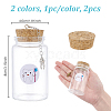 2Pcs 2 Colors Column Transparent Glass Baby Teeth Empty Cork Bottles with Alloy Tooth Tassel Charms and Tooth Picture Stickers AJEW-NB00017-2