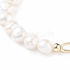 Natural Pearl Beaded Bracelet with Brass Paperclip Chains for Women BJEW-JB07920-01-4