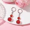 Round Natural Carnelian Dangle Earrings EJEW-JE05536-03-3