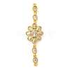 Brass Pave Clear Cubic Zirconia Flower Links Connector Charms KK-P277-50G-1