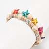 2Pcs 2 Style Starfish & Tortoise & Flower Beaded Stretch Bracelets Set BJEW-JB08027-5