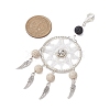 Woven Web/Net with Feather Glass Seed Beads Pendant Decorations HJEW-MZ00074-02-3