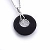 Natural Dyed & Heated Black Agate Pendant Necklaces NJEW-P228-A01-2