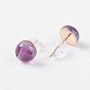 Natural Amethyst Ear Studs EJEW-G223-A11-2