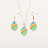 Easter Egg Alloy Enamel Pendant Necklace & Dangle Earrings Sets FS-WG38758-06-1