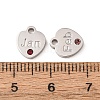 Birthday 304 Stainless Steel Micro Pave Cubic Zirconia Charms CU-CBA9CF9-01P-3