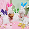 BENECREAT 5Pcs 5 Colors Easter Rabbit Ear Linen Cloth Storage Pouches ABAG-BC0001-61-5