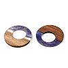 Transparent Resin & Walnut Wood Pendants RESI-ZX017-46-2