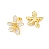 Brass Micro Pave Cubic Zirconia Stud Earring Findings CU-CBAA5EE-04G-03-2
