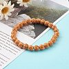 Imitation Wood Acrylic Stretch Beaded Bracelets BJEW-JB06232-2