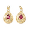 Rack Plating Brass Micro Pave Clear & Violet Cubic Zirconia Pendants KK-D073-21G-1