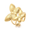 Butterfly 304 Stainless Steel Open Cuff Rings for Women RJEW-S415-05G-2